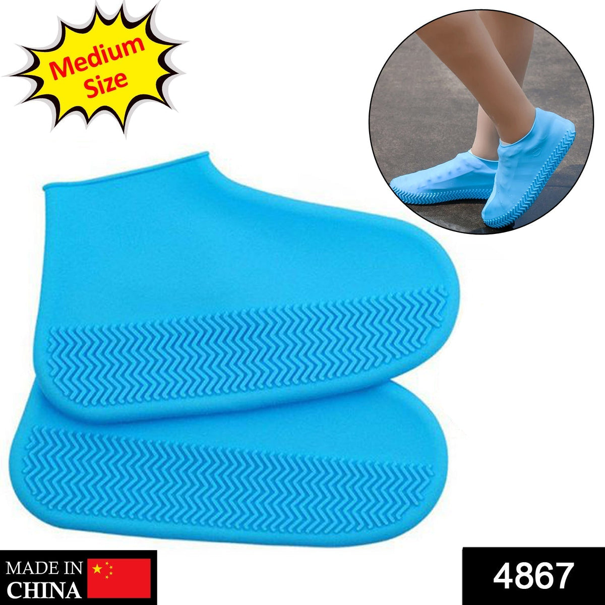 Non-Slip Silicone Rain Anti skid Waterproof Fordable Boot Shoe Cover (Mix Color)