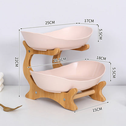 2-Tier Bamboo Fruit Stand for Kitchen, Space Saving Countertop Organizer with Ventilation to Keep Produce Fresh