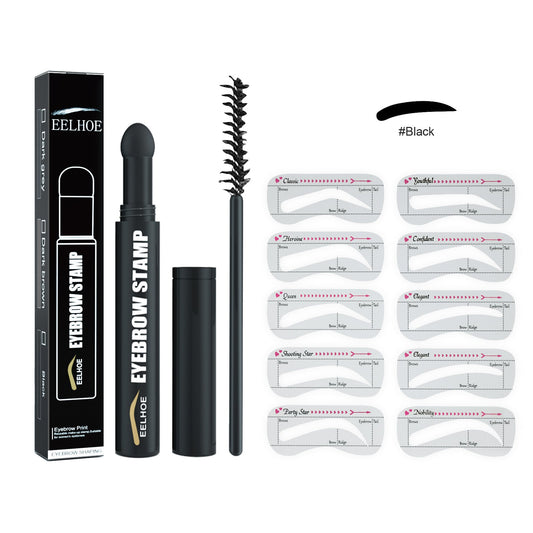 EELHOE Waterproof Eyebrow Pencil Kit — Natural Hairline Brow Stamp Pen with Stencil Card & Brush