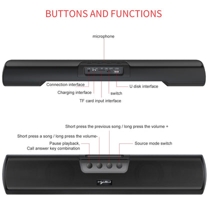 Home Bluetooth 5.0 Speaker Extended Edition Desktop Wall mounted Wireless Speaker Bass Cannon Speaker Supports USB TF