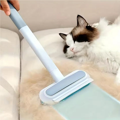 3-in-1 Pet Hair Remover Brush: Long-handle window & pet fur cleaning tool for cat/dog hair.