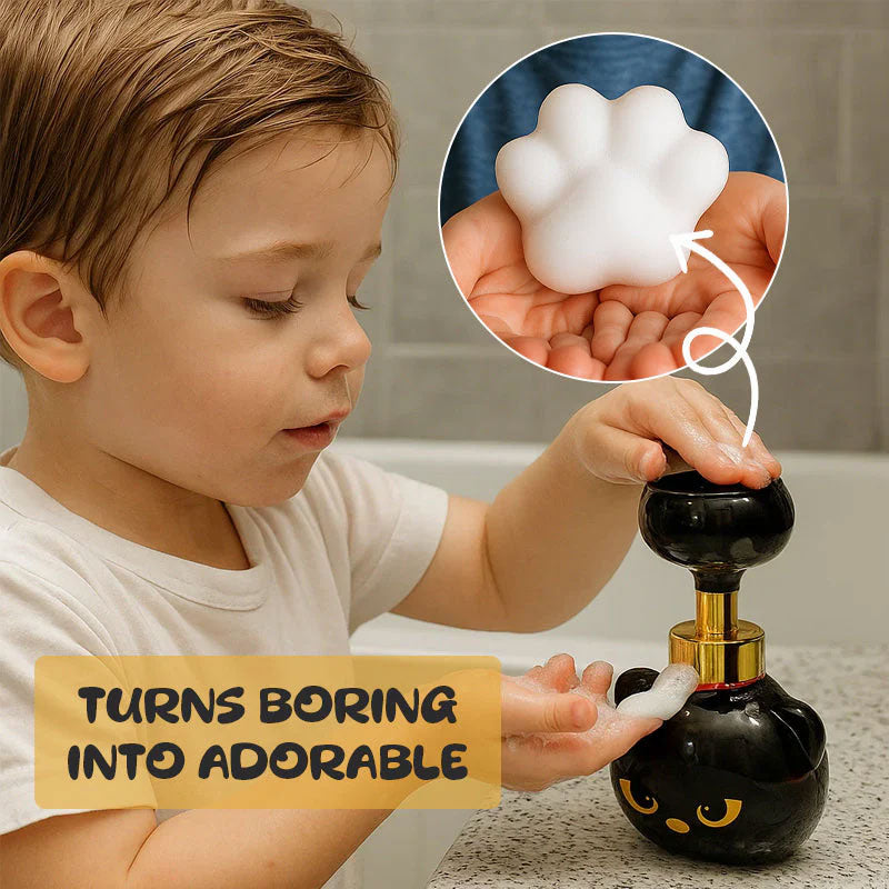Cute Cat Paw Foam Soap Dispenser. Flower-shaped, funny. Cat lover gift for bathroom/kitchen.