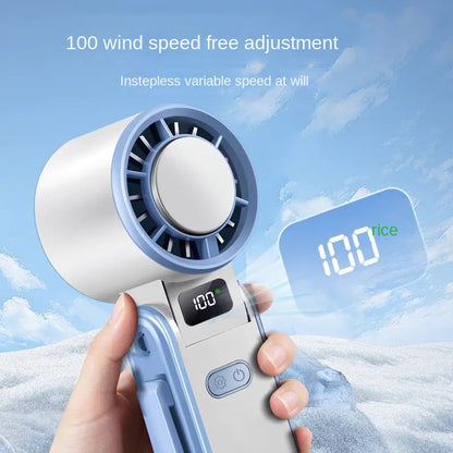Handheld High-Speed Ice Cooling Fan — 100-Speed USB Rechargeable Portable Personal Fan, 3600mAh