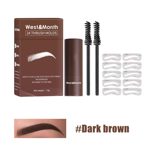 West&month 24-Shape Eyebrow Stencil Kit — Lazy Brow Stamp Powder Set, Waterproof & Smudge-Proof