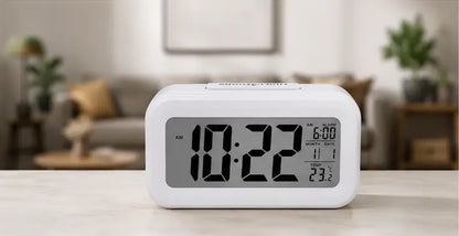Digital Alarm Clock with Temperature & Date Display – LCD Table Clock with Automatic Sensor, Snooze & Backlight